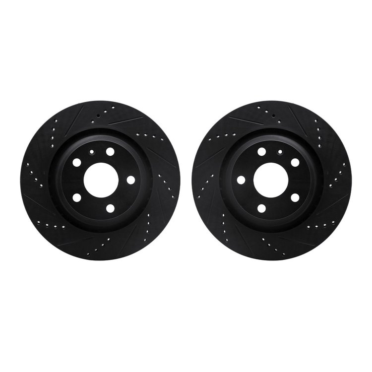 8002-73071 Drilled/Slotted Brake Rotors [Black], 2008-2015 Audi/Volkswagen, Position: Rear
