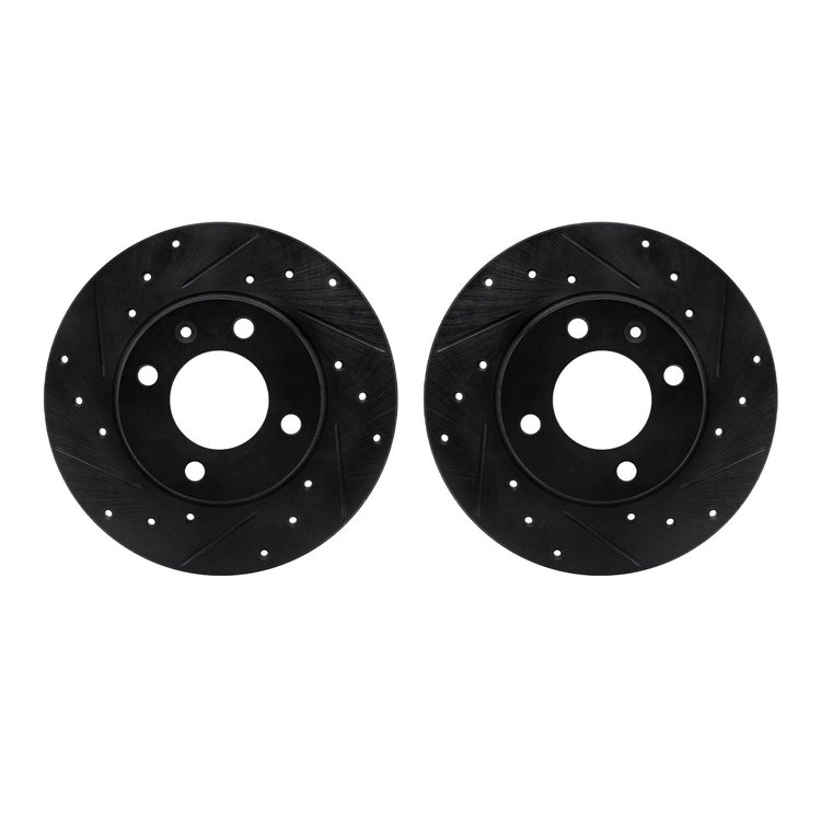 8002-74000 Drilled/Slotted Brake Rotors [Black], 1973-2009 Audi/Volkswagen, Position: Front