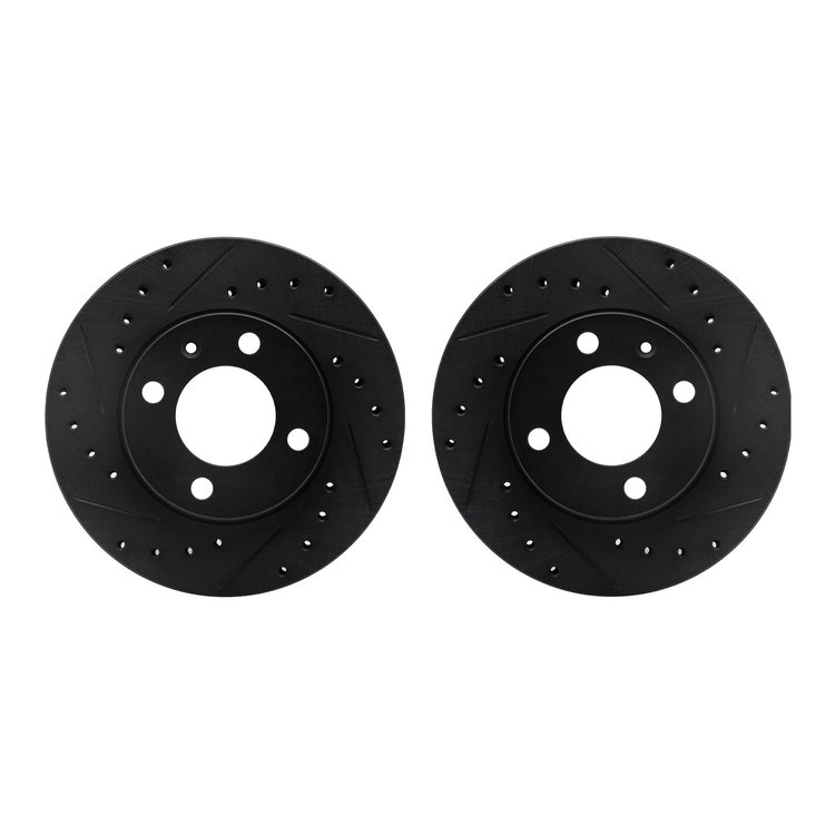 8002-74001 Drilled/Slotted Brake Rotors [Black], 1980-2009 Audi/Volkswagen, Position: Front