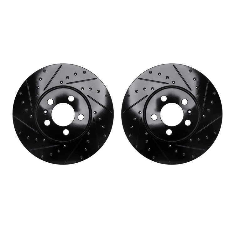 8002-74002 Drilled/Slotted Brake Rotors [Black], 1998-2018 Audi/Volkswagen, Position: Front