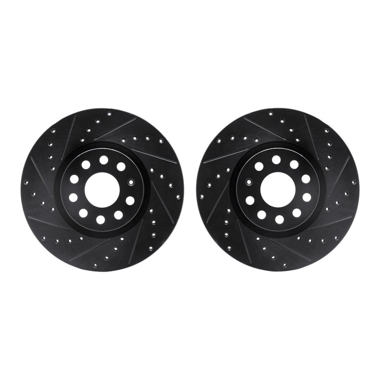 8002-74003 Drilled/Slotted Brake Rotors [Black], Fits Select Multiple Makes/Models, Position: Front