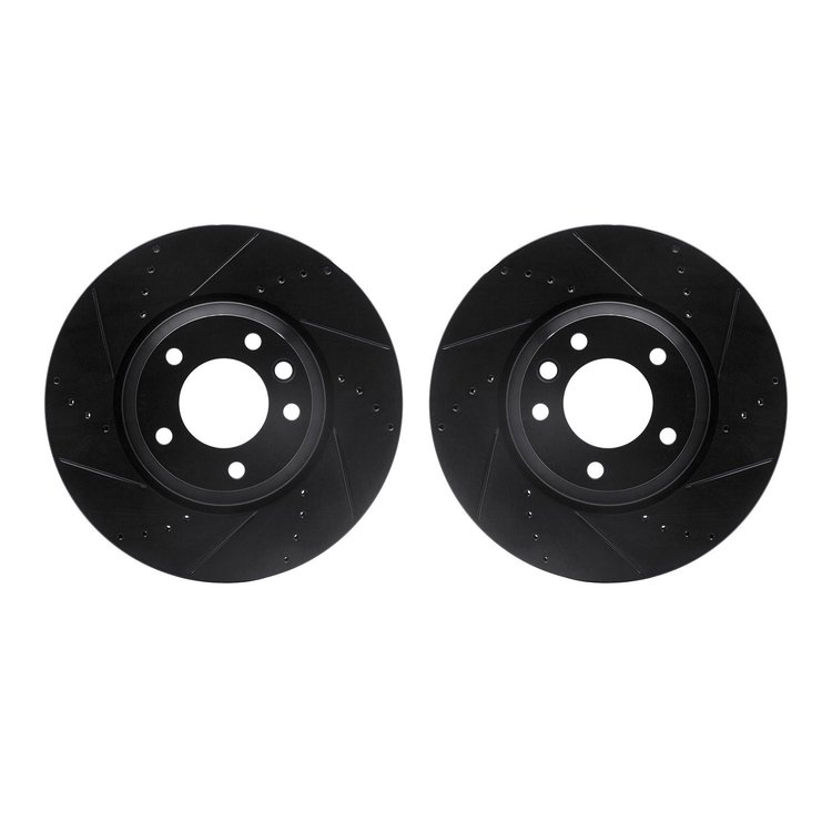 8002-74008 Drilled/Slotted Brake Rotors [Black], 2003-2015 Multiple Makes/Models, Position: Front