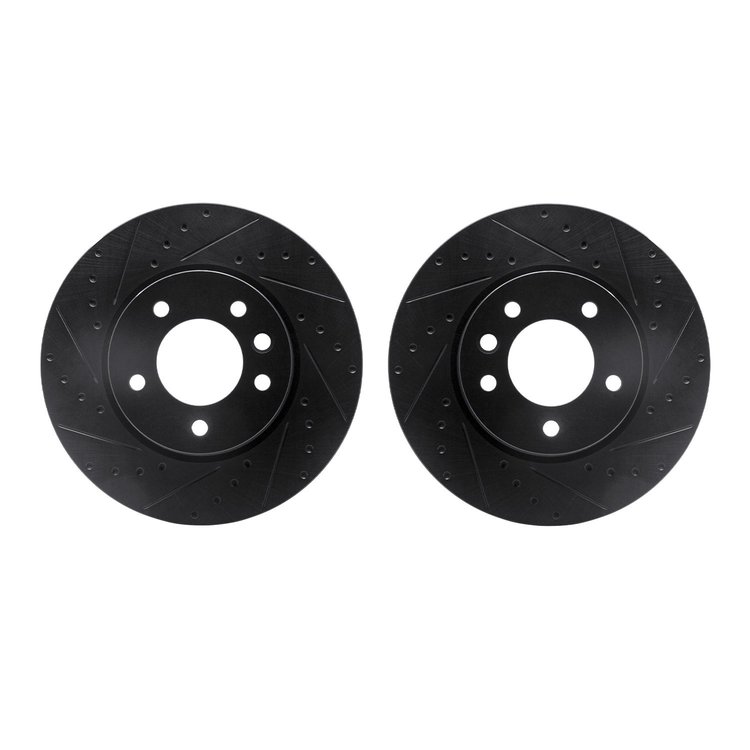 8002-74014 Drilled/Slotted Brake Rotors [Black], 2003-2018 Multiple Makes/Models, Position: Front