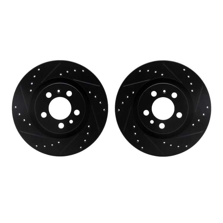 8002-74017 Drilled/Slotted Brake Rotors [Black], 1998-2015 Audi/Volkswagen, Position: Front