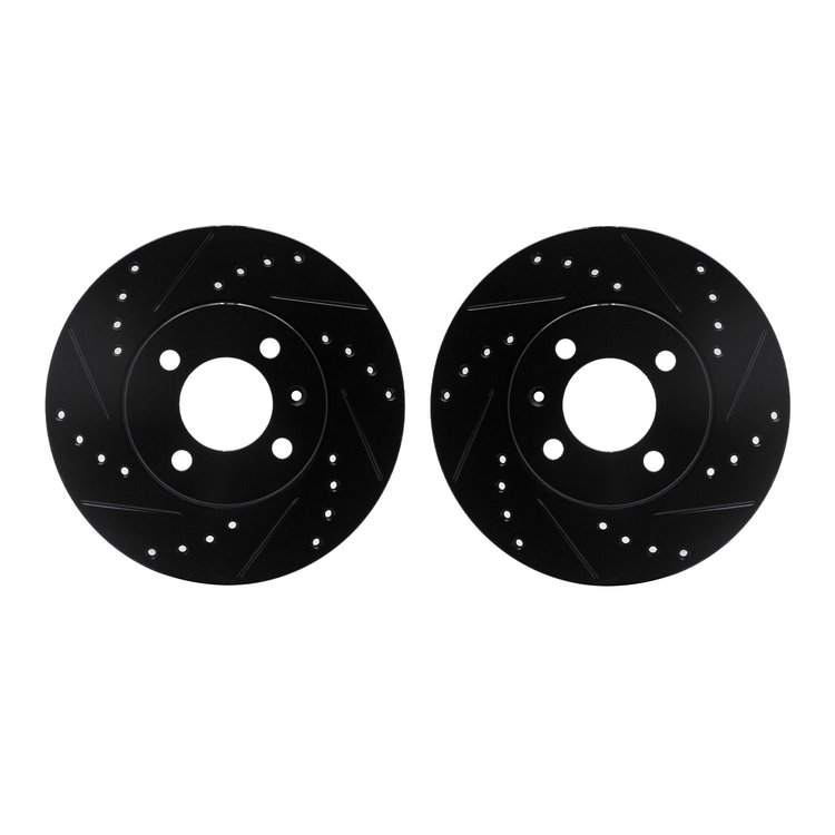 8002-74019 Drilled/Slotted Brake Rotors [Black], 1986-2008 Audi/Volkswagen, Position: Front