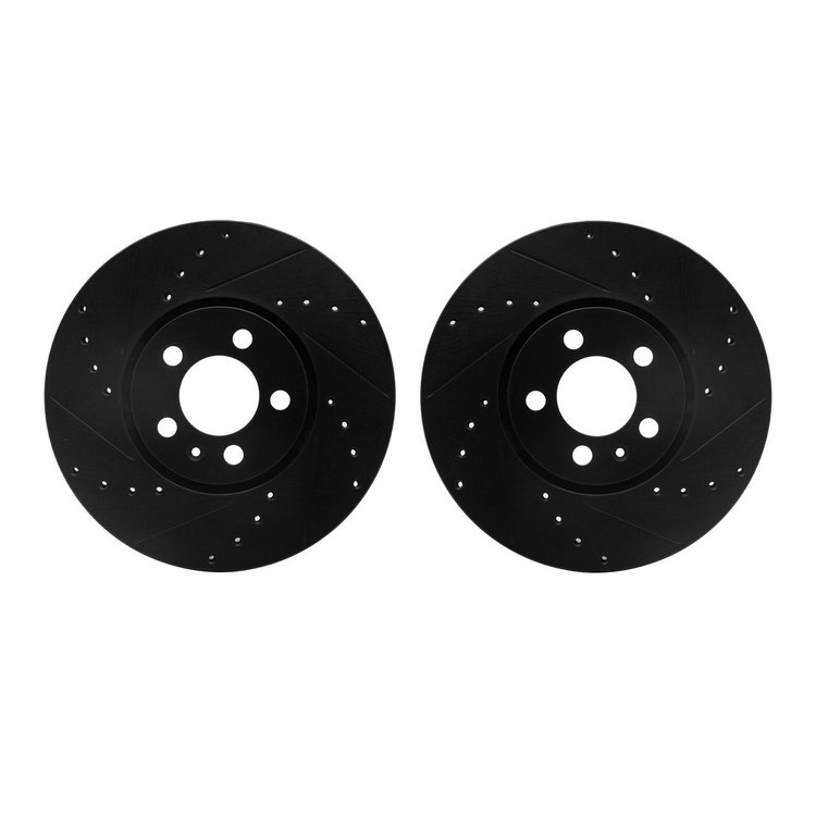 8002-74028 Drilled/Slotted Brake Rotors [Black], 1996-1998 Audi/Volkswagen, Position: Front