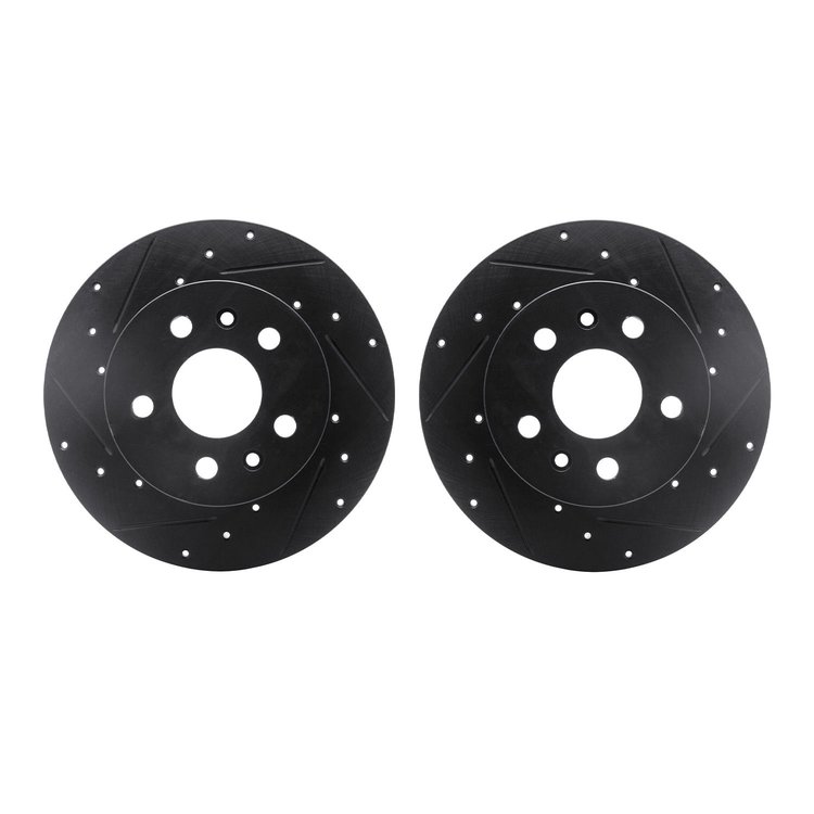 8002-74033 Drilled/Slotted Brake Rotors [Black], 1972-1978 Audi/Volkswagen, Position: Front