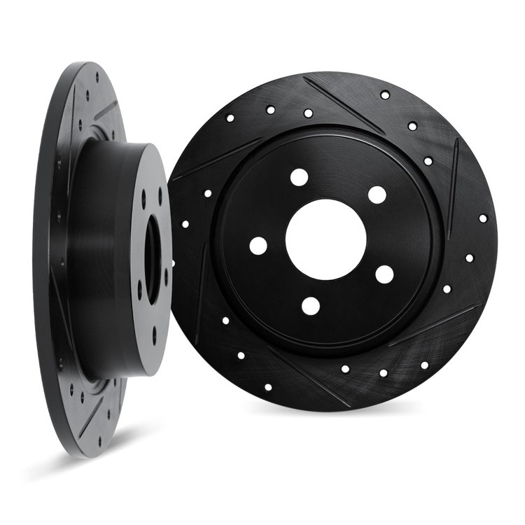 8002-74035 Drilled/Slotted Brake Rotors [Black], 1986-1991 Audi/Volkswagen, Position: Front