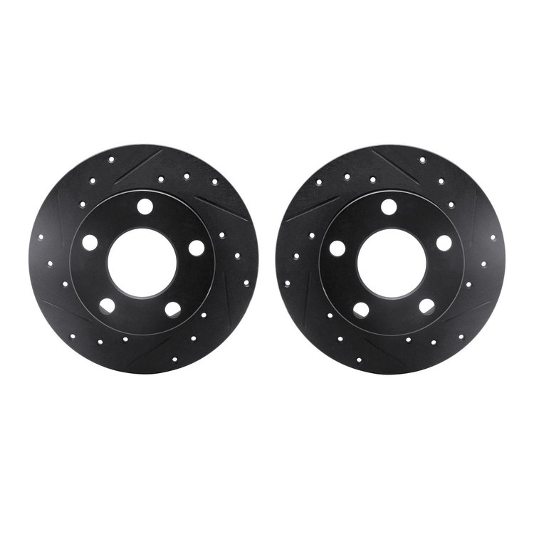 8002-74037 Drilled/Slotted Brake Rotors [Black], 1992-2005 Audi/Volkswagen, Position: Rear
