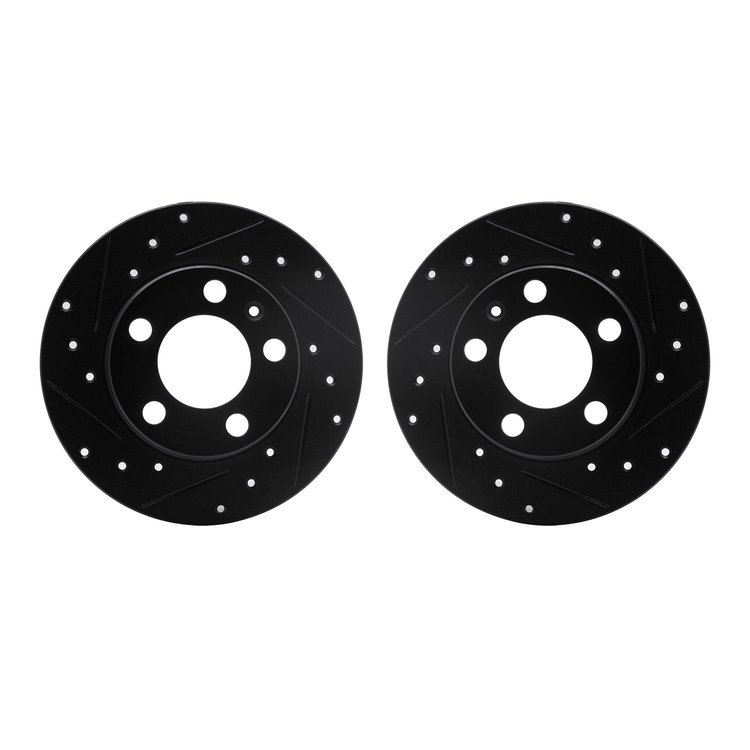 8002-74038 Drilled/Slotted Brake Rotors [Black], 1998-2020 Multiple Makes/Models, Position: Rear