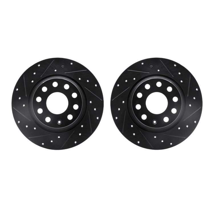 8002-74040 Drilled/Slotted Brake Rotors [Black], 2005-2018 Audi/Volkswagen, Position: Rear