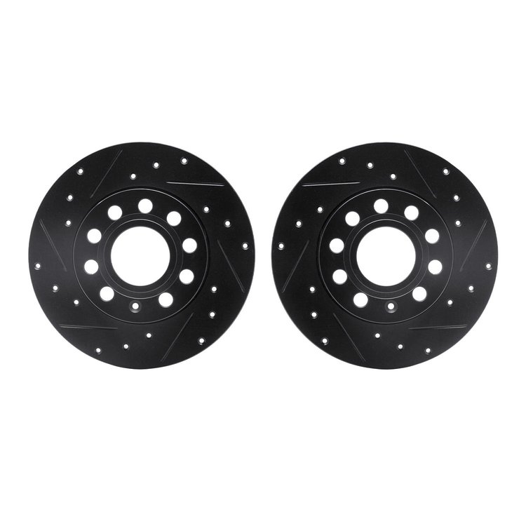 8002-74041 Drilled/Slotted Brake Rotors [Black], 2005-2013 Audi/Volkswagen, Position: Rear