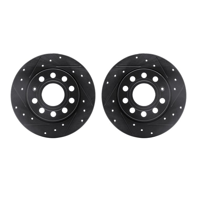 8002-74042 Drilled/Slotted Brake Rotors [Black], 2010-2019 Audi/Volkswagen, Position: Rear