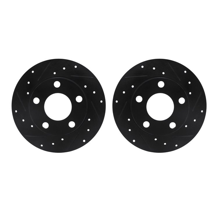8002-74044 Drilled/Slotted Brake Rotors [Black], 1996-2005 Audi/Volkswagen, Position: Rear