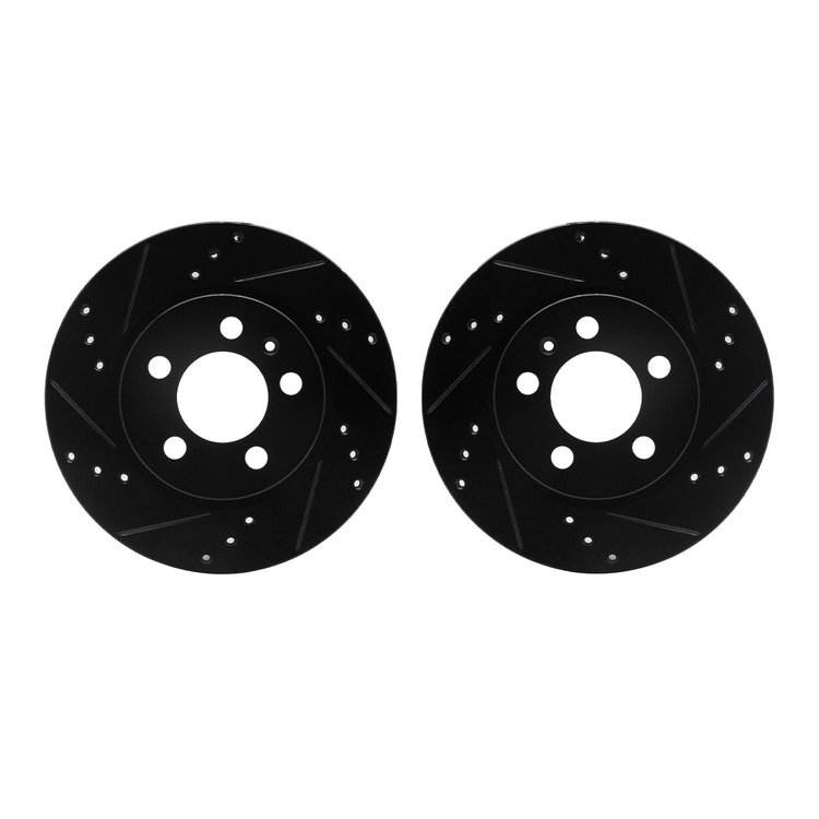 8002-74047 Drilled/Slotted Brake Rotors [Black], 2000-2006 Audi/Volkswagen, Position: Rear