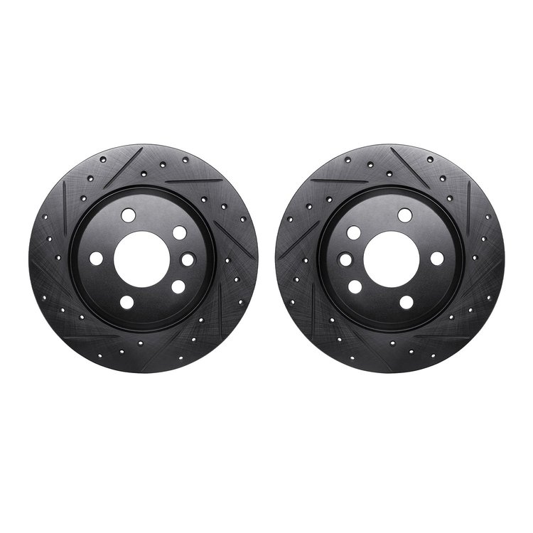 8002-74051 Drilled/Slotted Brake Rotors [Black], 2001-2003 Audi/Volkswagen, Position: Rear