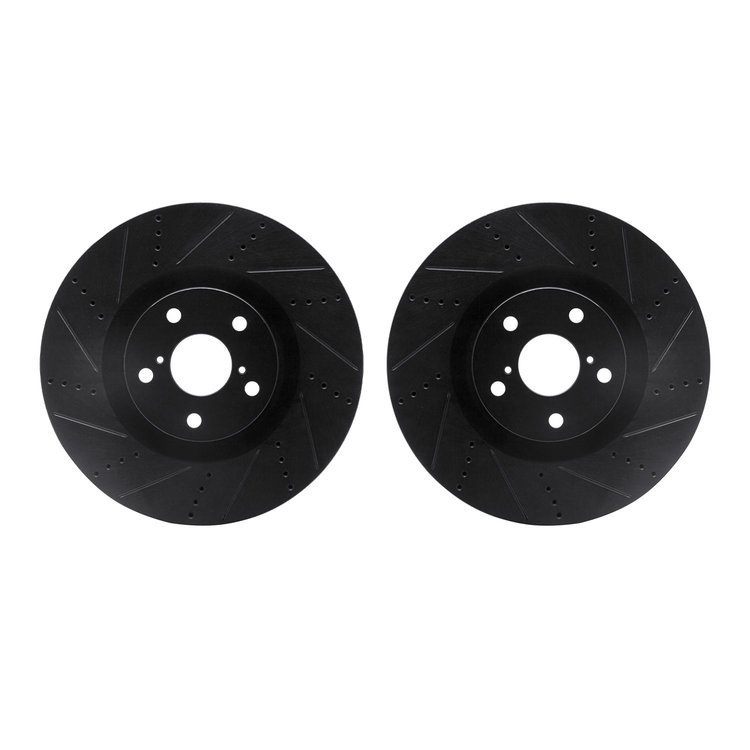 8002-75002 Drilled/Slotted Brake Rotors [Black], 2011-2020 Lexus/Toyota/Scion, Position: Front