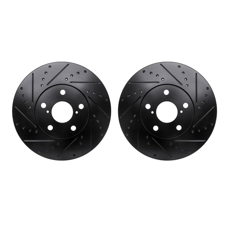8002-75003 Drilled/Slotted Brake Rotors [Black], 1992-2010 Lexus/Toyota/Scion, Position: Front