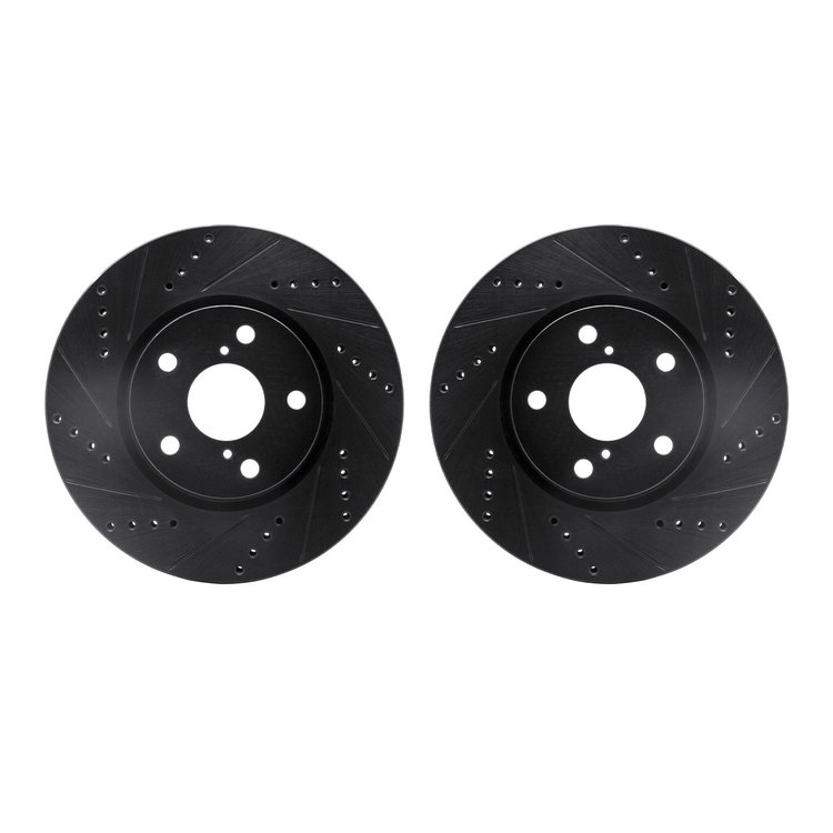 8002-75004 Drilled/Slotted Brake Rotors [Black], 2006-2015 Lexus/Toyota/Scion, Position: Front