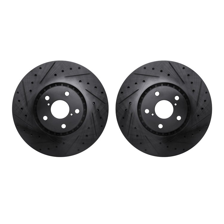 8002-75006 Drilled/Slotted Brake Rotors [Black], 2006-2020 Lexus/Toyota/Scion, Position: Front