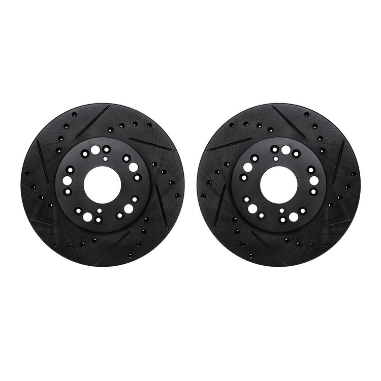 8002-75011 Drilled/Slotted Brake Rotors [Black], 1990-1990 Lexus/Toyota/Scion, Position: Front