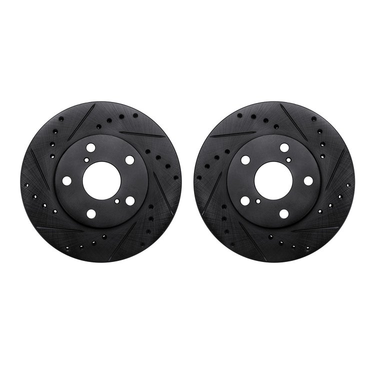 8002-75019 Drilled/Slotted Brake Rotors [Black], 1992-1998 Lexus/Toyota/Scion, Position: Front