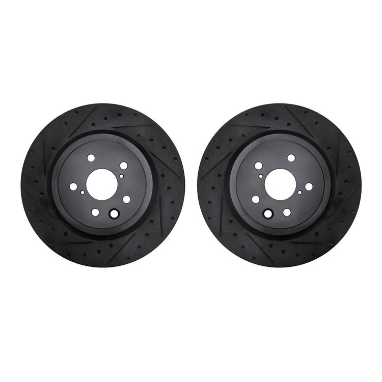 8002-75022 Drilled/Slotted Brake Rotors [Black], Fits Select Lexus/Toyota/Scion, Position: Rear