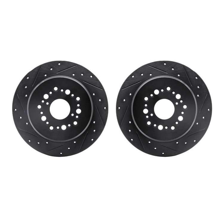 8002-75024 Drilled/Slotted Brake Rotors [Black], 1992-2000 Lexus/Toyota/Scion, Position: Rear