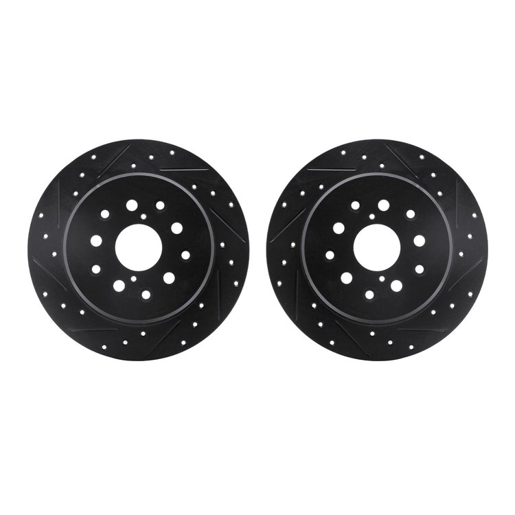 8002-75025 Drilled/Slotted Brake Rotors [Black], 1998-2010 Lexus/Toyota/Scion, Position: Rear