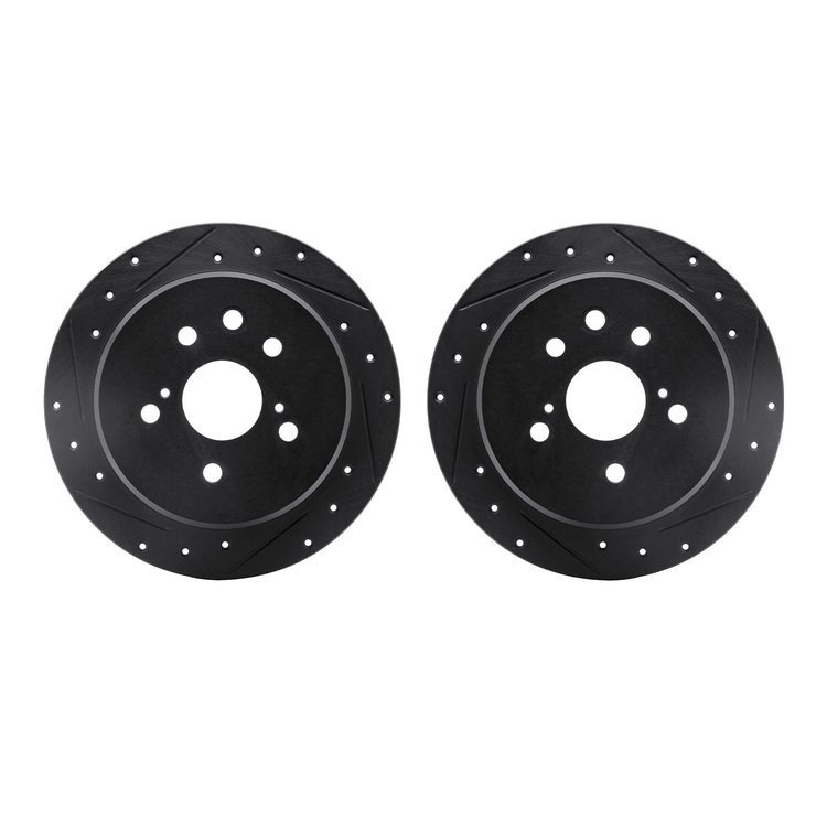 8002-75028 Drilled/Slotted Brake Rotors [Black], 2006-2015 Lexus/Toyota/Scion, Position: Rear