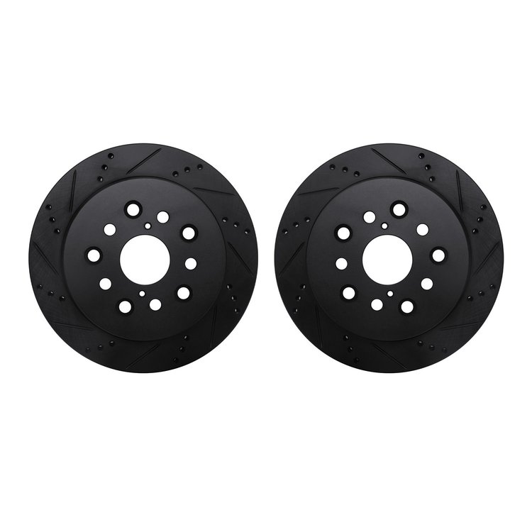 8002-75031 Drilled/Slotted Brake Rotors [Black], 2001-2006 Lexus/Toyota/Scion, Position: Rear
