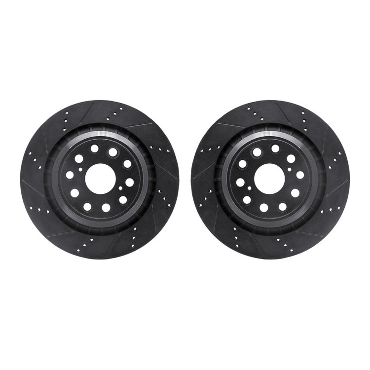 8002-75032 Drilled/Slotted Brake Rotors [Black], 2007-2021 Lexus/Toyota/Scion, Position: Rear