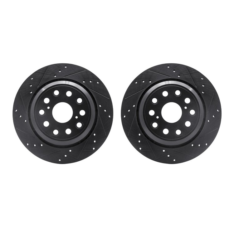 8002-75033 Drilled/Slotted Brake Rotors [Black], 2007-2017 Lexus/Toyota/Scion, Position: Rear