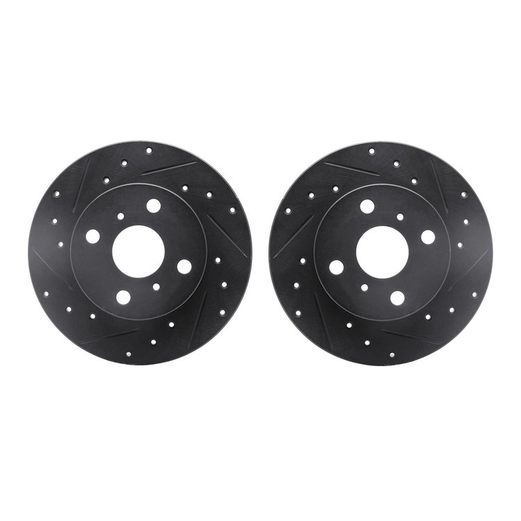 8002-76000 Drilled/Slotted Brake Rotors [Black], 1984-1988 Multiple Makes/Models, Position: Front