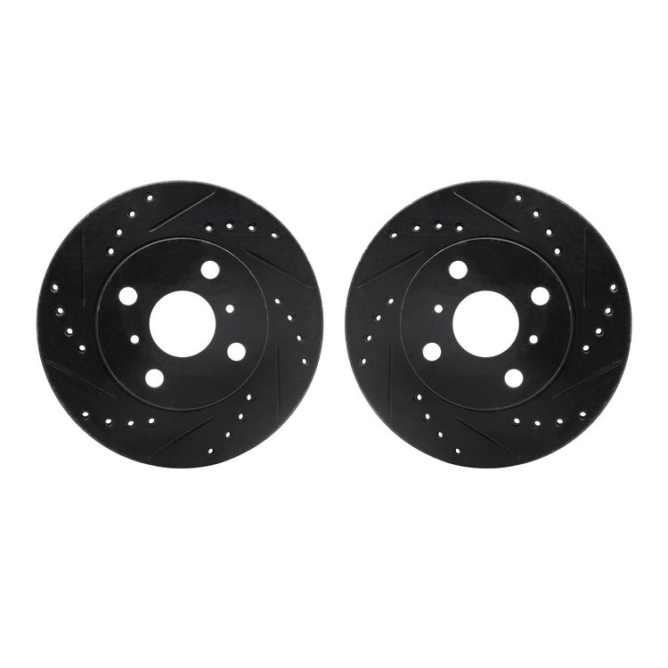 8002-76001 Drilled/Slotted Brake Rotors [Black], 1985-1988 Multiple Makes/Models, Position: Front