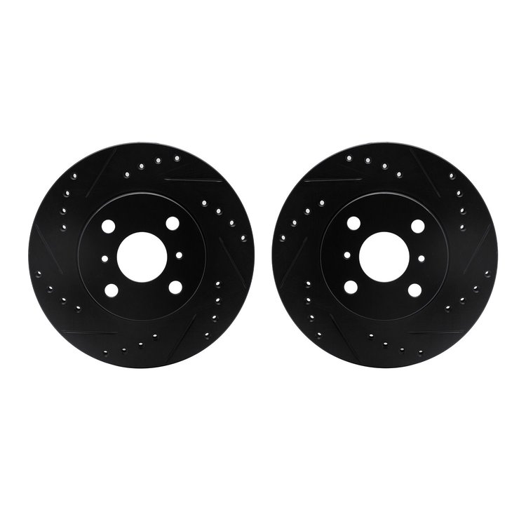 8002-76002 Drilled/Slotted Brake Rotors [Black], 1993-2002 Multiple Makes/Models, Position: Front