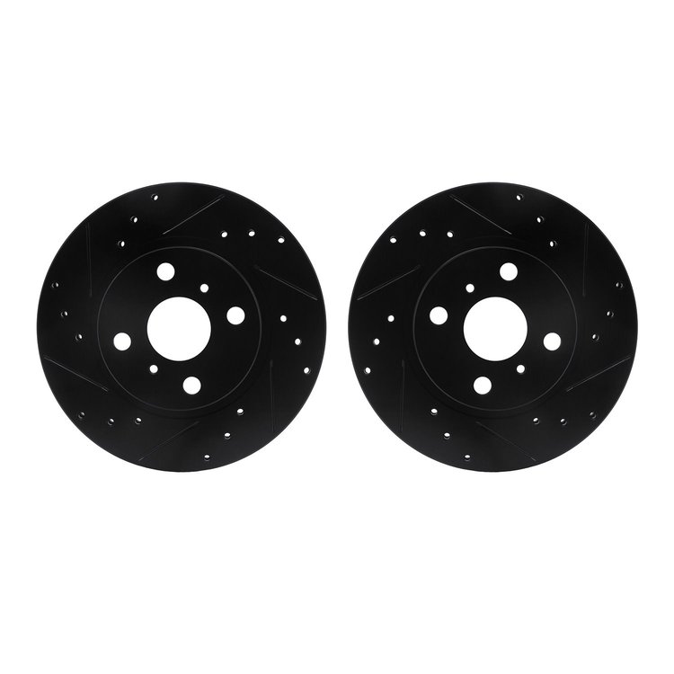 8002-76003 Drilled/Slotted Brake Rotors [Black], 1987-1992 Multiple Makes/Models, Position: Front