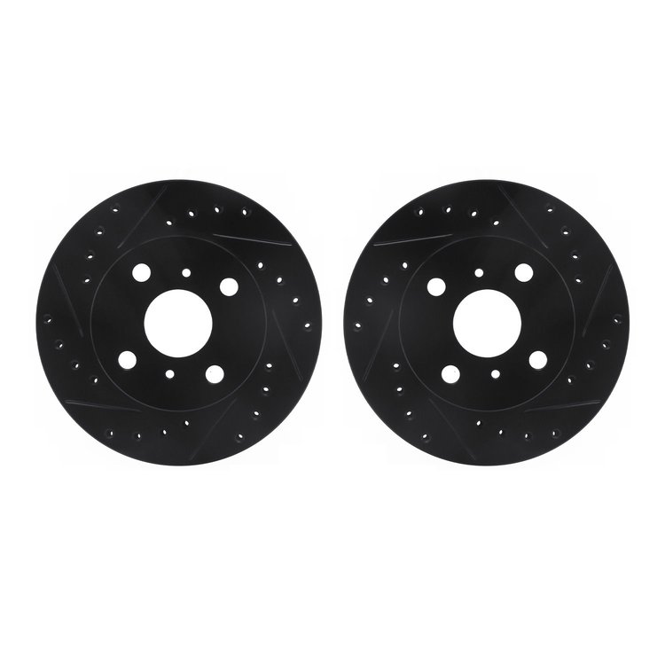 8002-76004 Drilled/Slotted Brake Rotors [Black], 1988-1992 Multiple Makes/Models, Position: Front