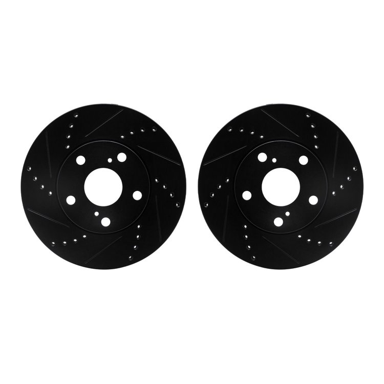 8002-76007 Drilled/Slotted Brake Rotors [Black], 1992-2006 Lexus/Toyota/Scion, Position: Front