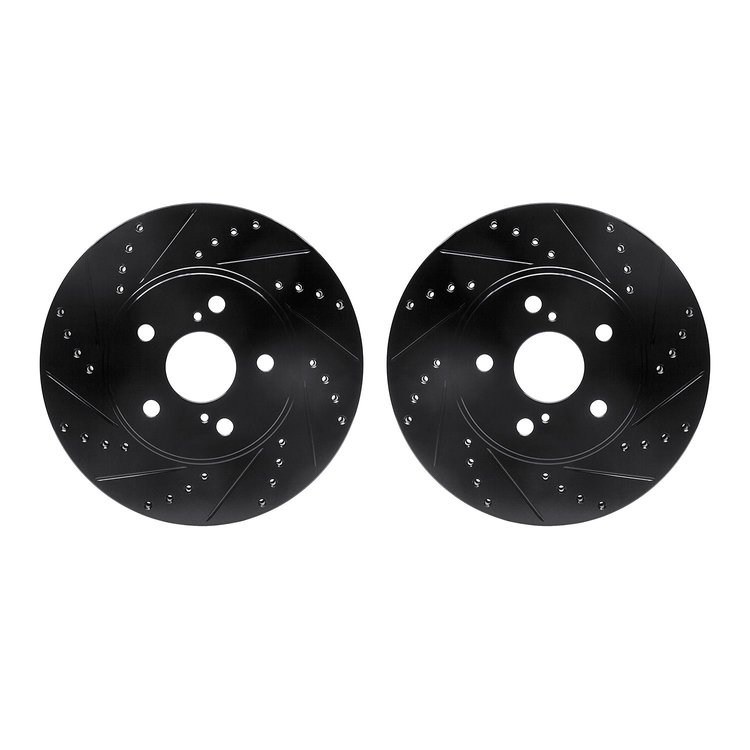 8002-76008 Drilled/Slotted Brake Rotors [Black], 2002-2015 Lexus/Toyota/Scion, Position: Front