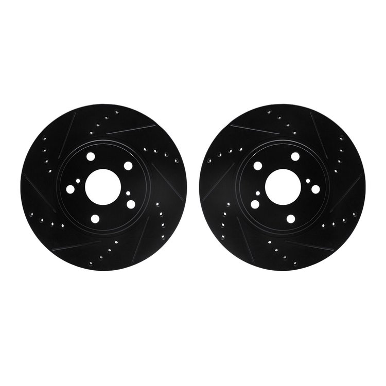 8002-76009 Drilled/Slotted Brake Rotors [Black], 1999-2007 Lexus/Toyota/Scion, Position: Front