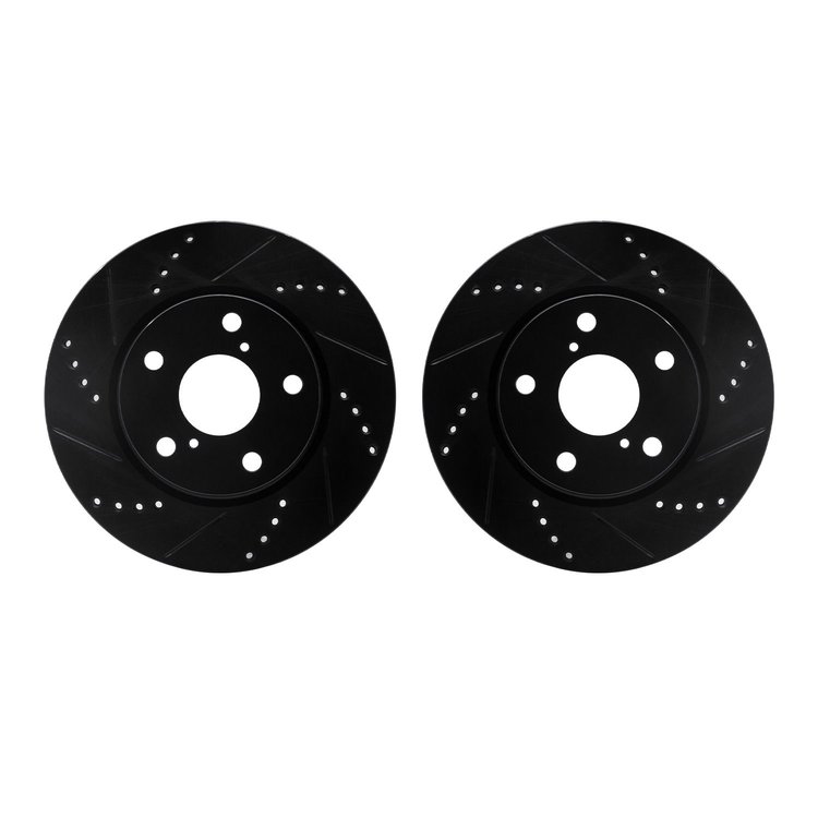 8002-76014 Drilled/Slotted Brake Rotors [Black], 2006-2018 Multiple Makes/Models, Position: Front