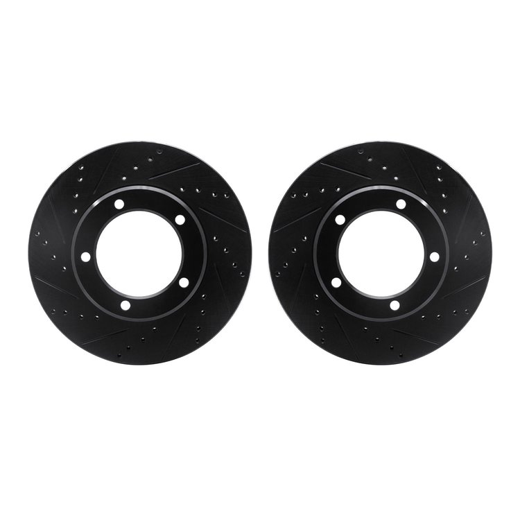 8002-76016 Drilled/Slotted Brake Rotors [Black], 1998-2007 Lexus/Toyota/Scion, Position: Front