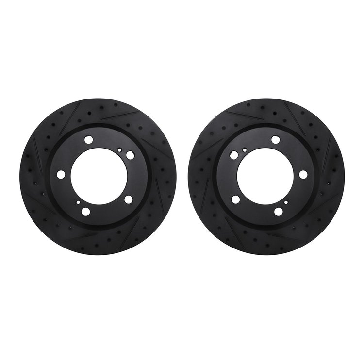 8002-76017 Drilled/Slotted Brake Rotors [Black], 2008-2021 Lexus/Toyota/Scion, Position: Front