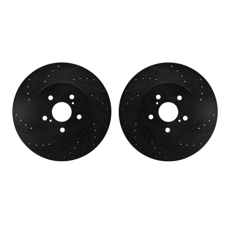 8002-76020 Drilled/Slotted Brake Rotors [Black], 2004-2009 Lexus/Toyota/Scion, Position: Front