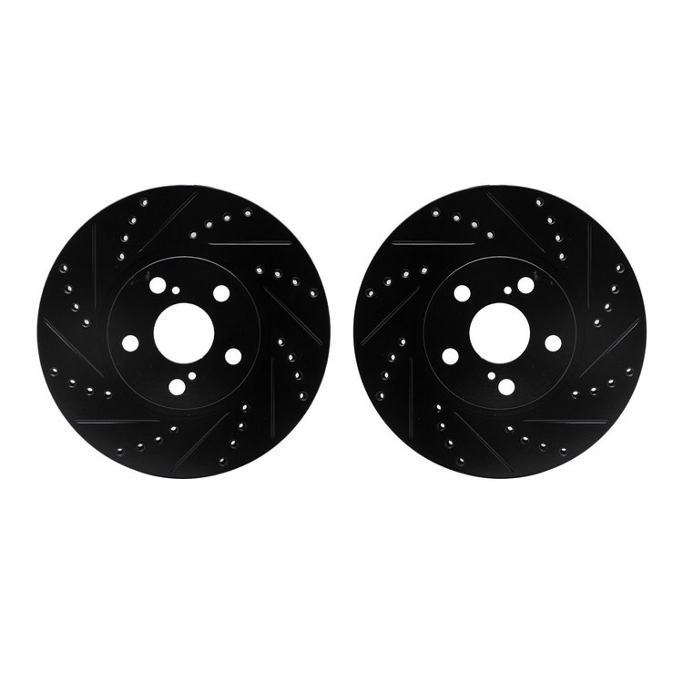 8002-76021 Drilled/Slotted Brake Rotors [Black], 2000-2010 Multiple Makes/Models, Position: Front
