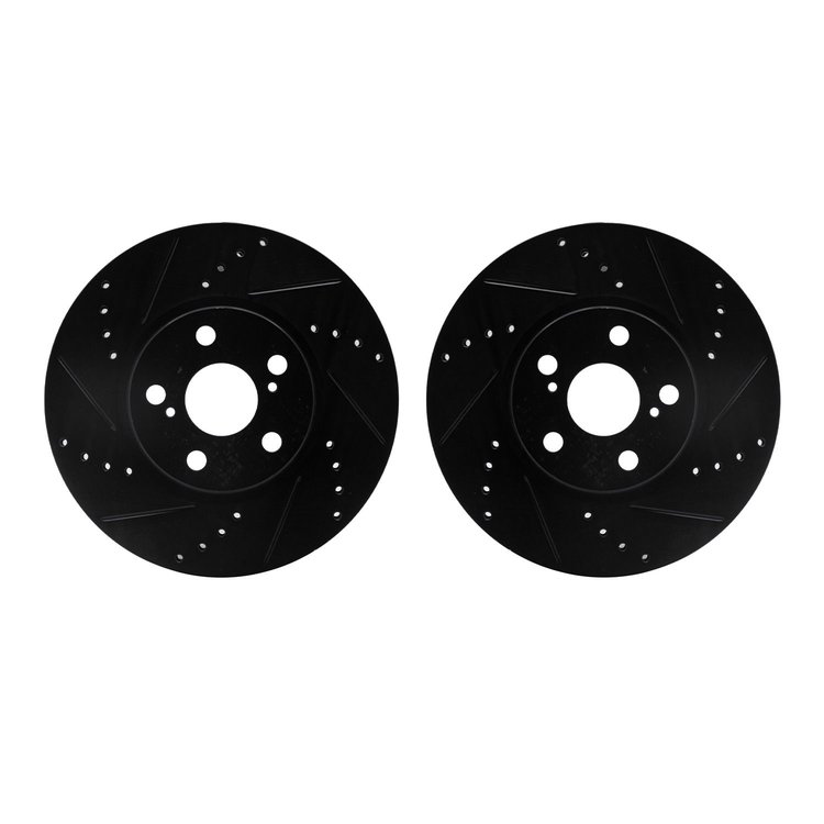 8002-76022 Drilled/Slotted Brake Rotors [Black], 2008-2019 Multiple Makes/Models, Position: Front