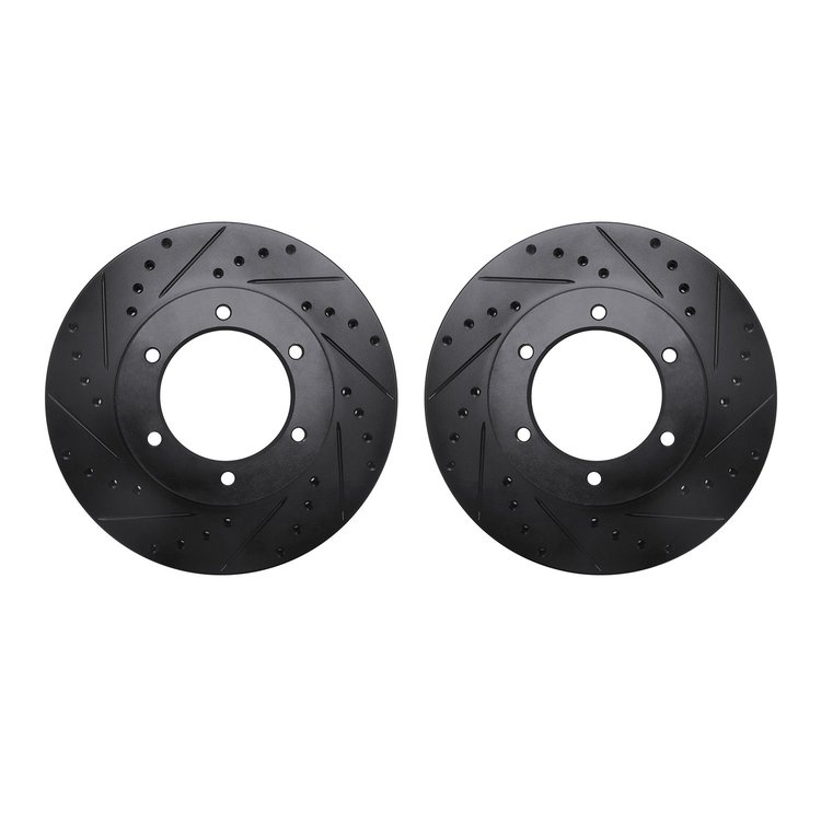 8002-76026 Drilled/Slotted Brake Rotors [Black], 1991-1998 Lexus/Toyota/Scion, Position: Front