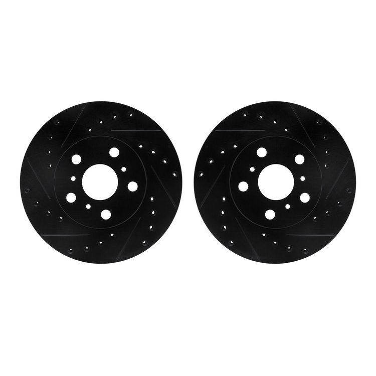 8002-76032 Drilled/Slotted Brake Rotors [Black], 1987-1991 Lexus/Toyota/Scion, Position: Front