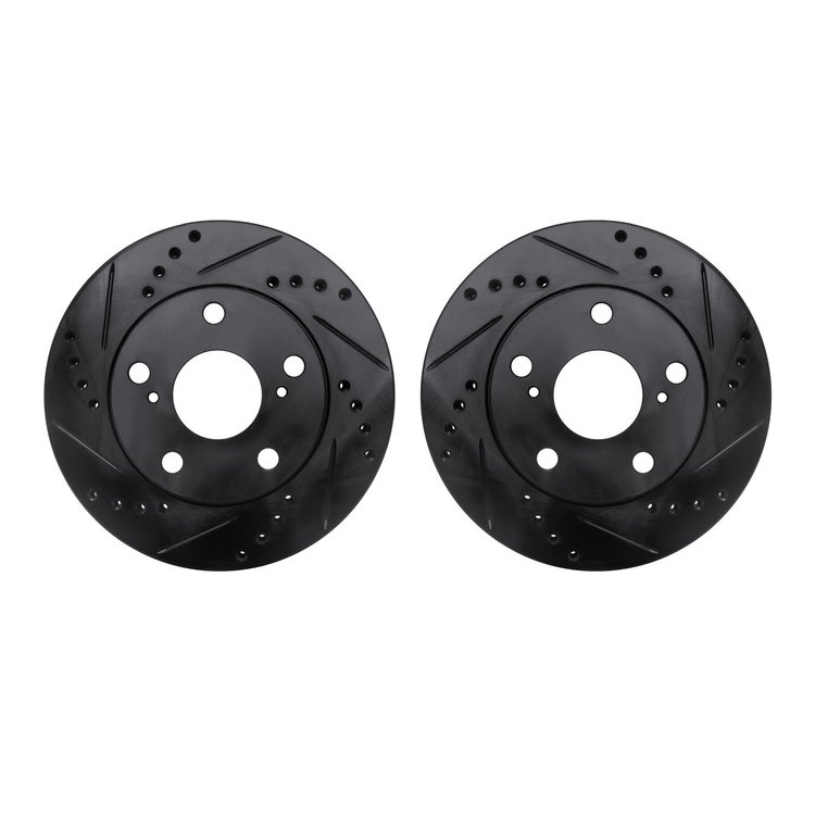 8002-76033 Drilled/Slotted Brake Rotors [Black], 1992-2001 Lexus/Toyota/Scion, Position: Front